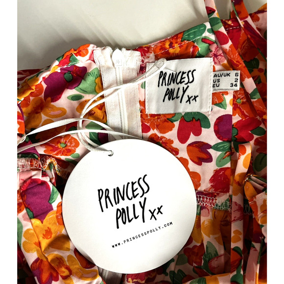 Princess Polly Dress Size 2 Multicolor Barrett Mini Floral Milkmaid Beachy New - Picture 13 of 14